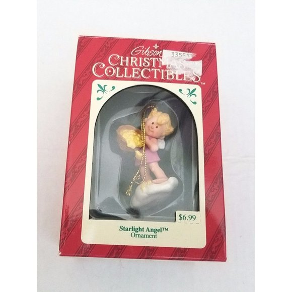 Starlight Angel Christmas Tree Ornament Gibson 1994 Pink Star Basket 2.5 Inch - Picture 2 of 6